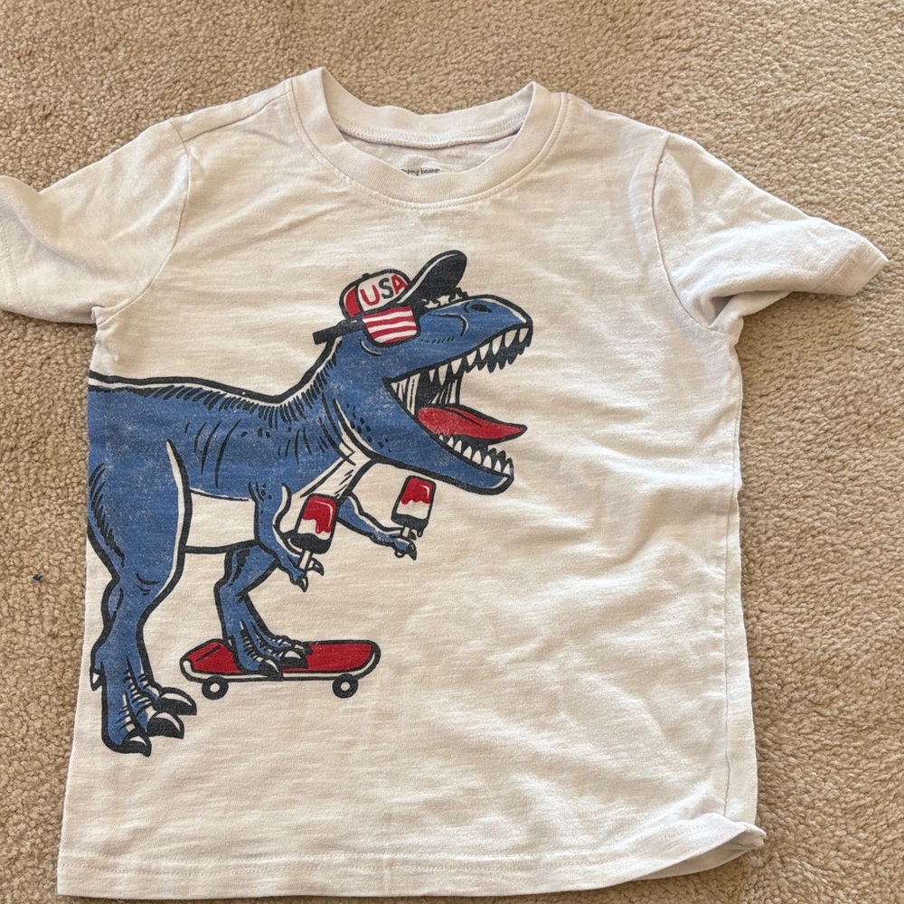 Jumping Beans White and Blue Dinosaur Tee